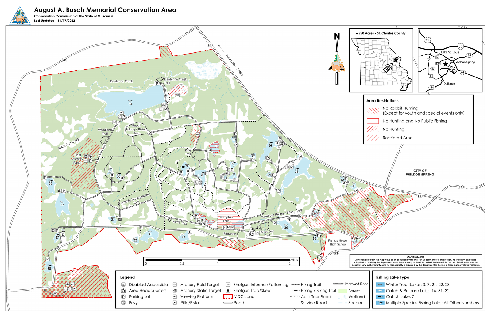Official MDC map of August A. Busch Memorial Conservation Area